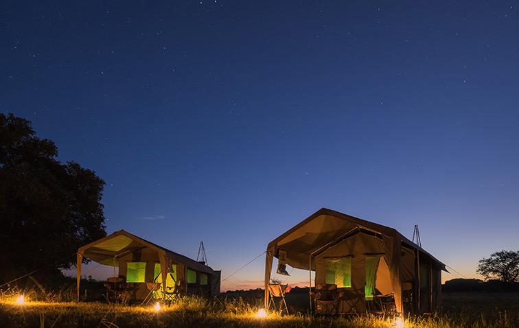 Mobile Camping Safari Botswana nightsky tents