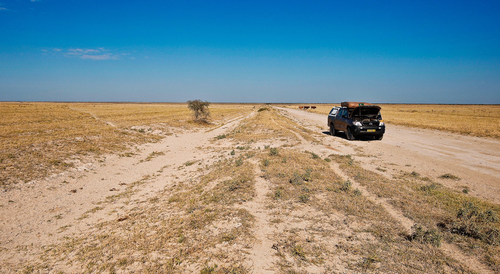 A broken down self-drive vehicle in Botswana.