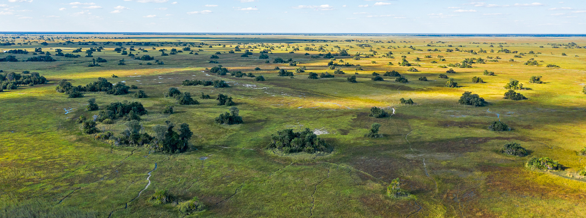 View of the Okavango Delta from above, as seen on a Fly-In Safari