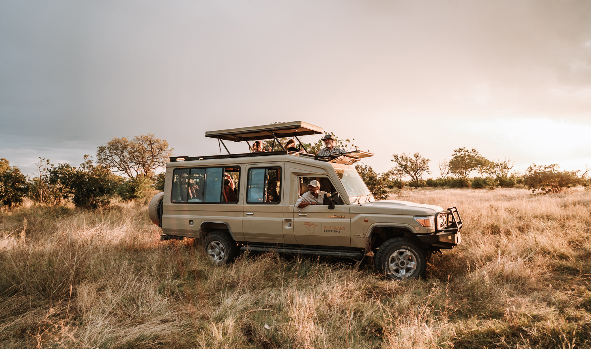A Botswana-Experience safari vehicle in Moremi Game Reserve.