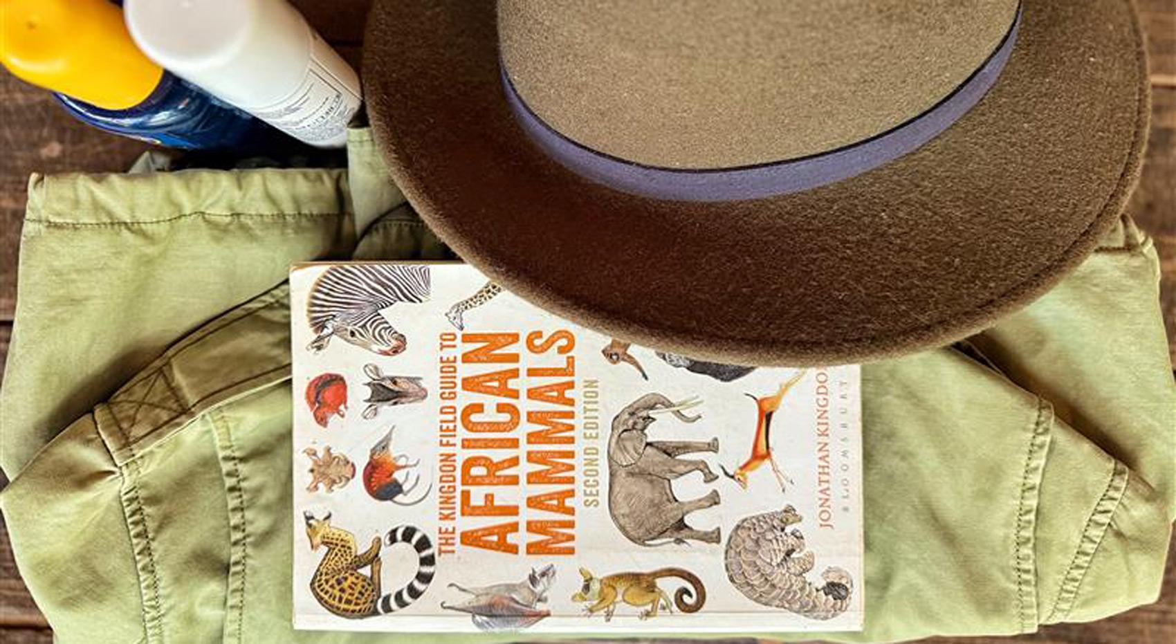 Safari gear and reference book.