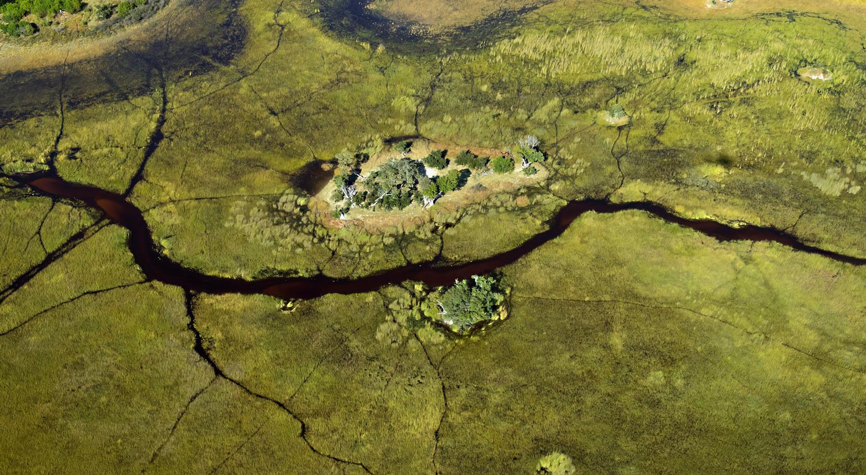 Arial landscape photo of the Okavango Delta. Arial landscape photo of the Okavango Delta.