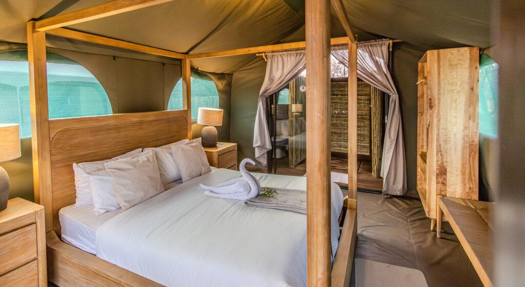 The rooms at Boteti River Camp in Botswana.